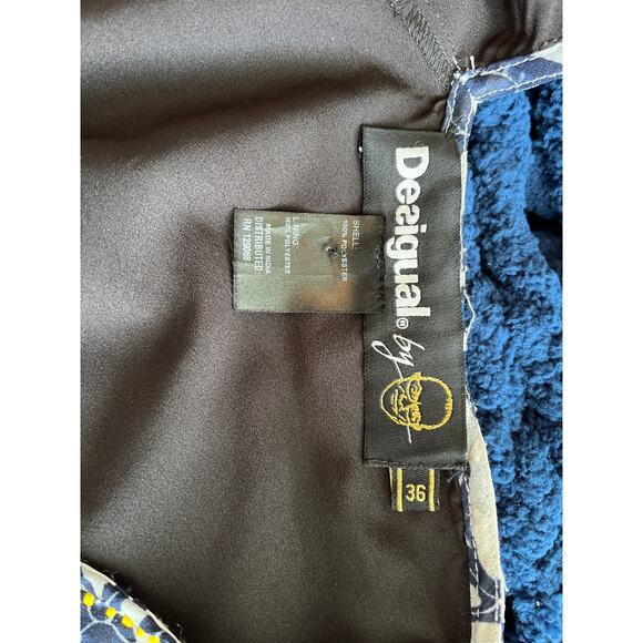 DESIGUAL Beaded Lace Navy/White Print Sleeveless Dress - Picture 6 of 6